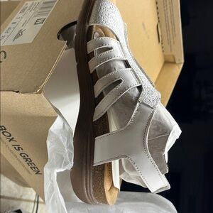 Clarks White Leather Sandals